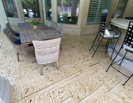 limestone-look resurfaced patio