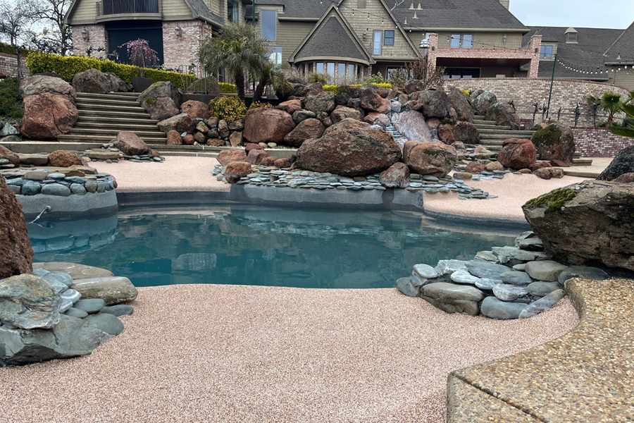 Custom Swimming Pool, Natural Rock Features, Safety Surfacing
SunPlay
Sundek